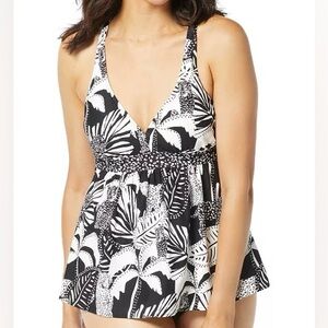 Coco Reef Bra Sized Underwire Tankini Top - Midnight Jungle | Sz 38DD